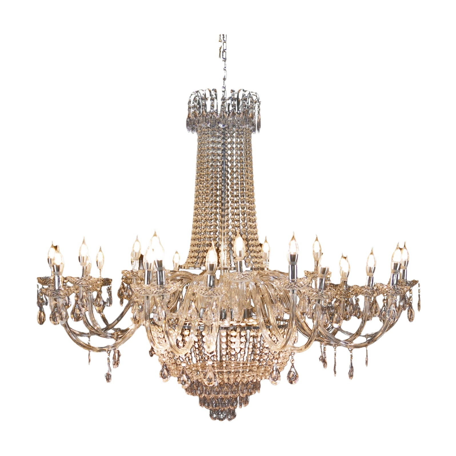 Nueva boda de hierro forjado cortina de perlas de cristal candelabro pabellón ceremonia sala de bodas decoración de estilo europeo candelabro