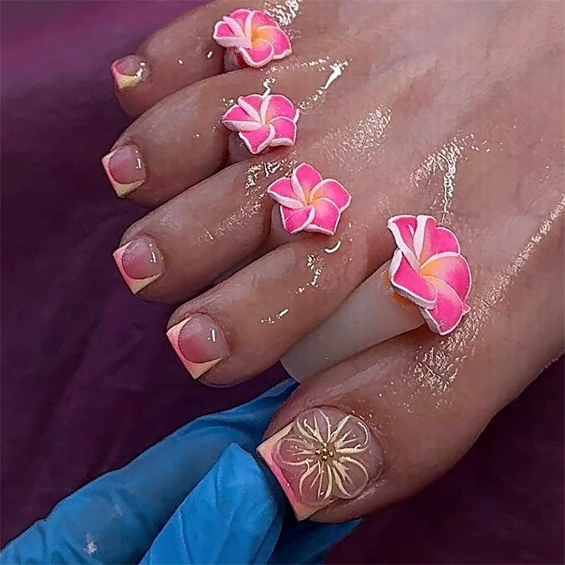 Toenail Pieces Wearable French Flower 3D Manicure Nail Pieces Wearable Fake Nails Export Removable Toenail Pieces Toenail Pieces Wearable French Flower 3D Manicure Nail Pieces Wearable Fake Nails Export Removable Toenail Pieces