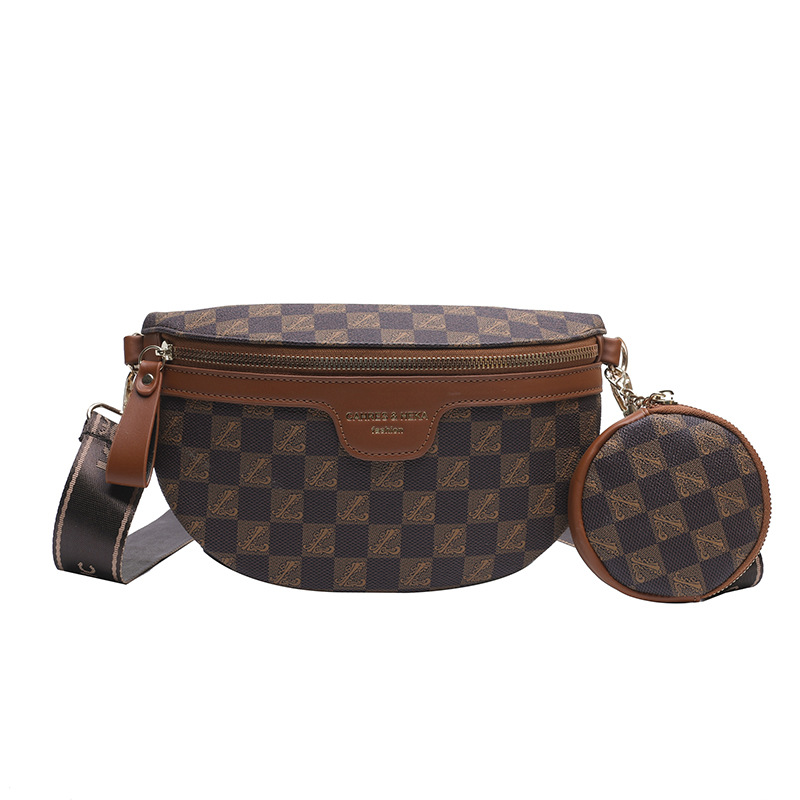 Bolso femenino 2025 transfronterizo nuevo estilo coreano moda moda a cuadros bolsa de pecho riñonera bolsa de mensajero de un solo hombro de alta gama de nicho