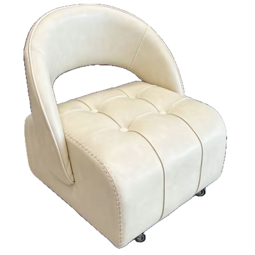 Taburete silencioso con poleas móviles, respaldo de taburete de sofá móvil, taburete doméstico, ruedas universales de cuero de taburete pequeño, taburete bajo en la Sala de estar image 6