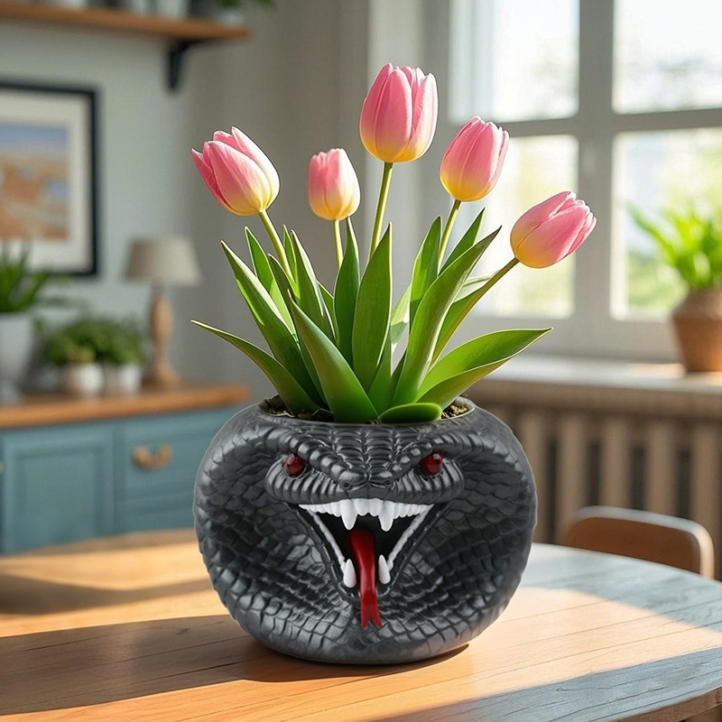  Spot Snake-Shaped Resin Potted Plants, Creative Ornaments, Home Desktop Garden Decorations, Office Gifts