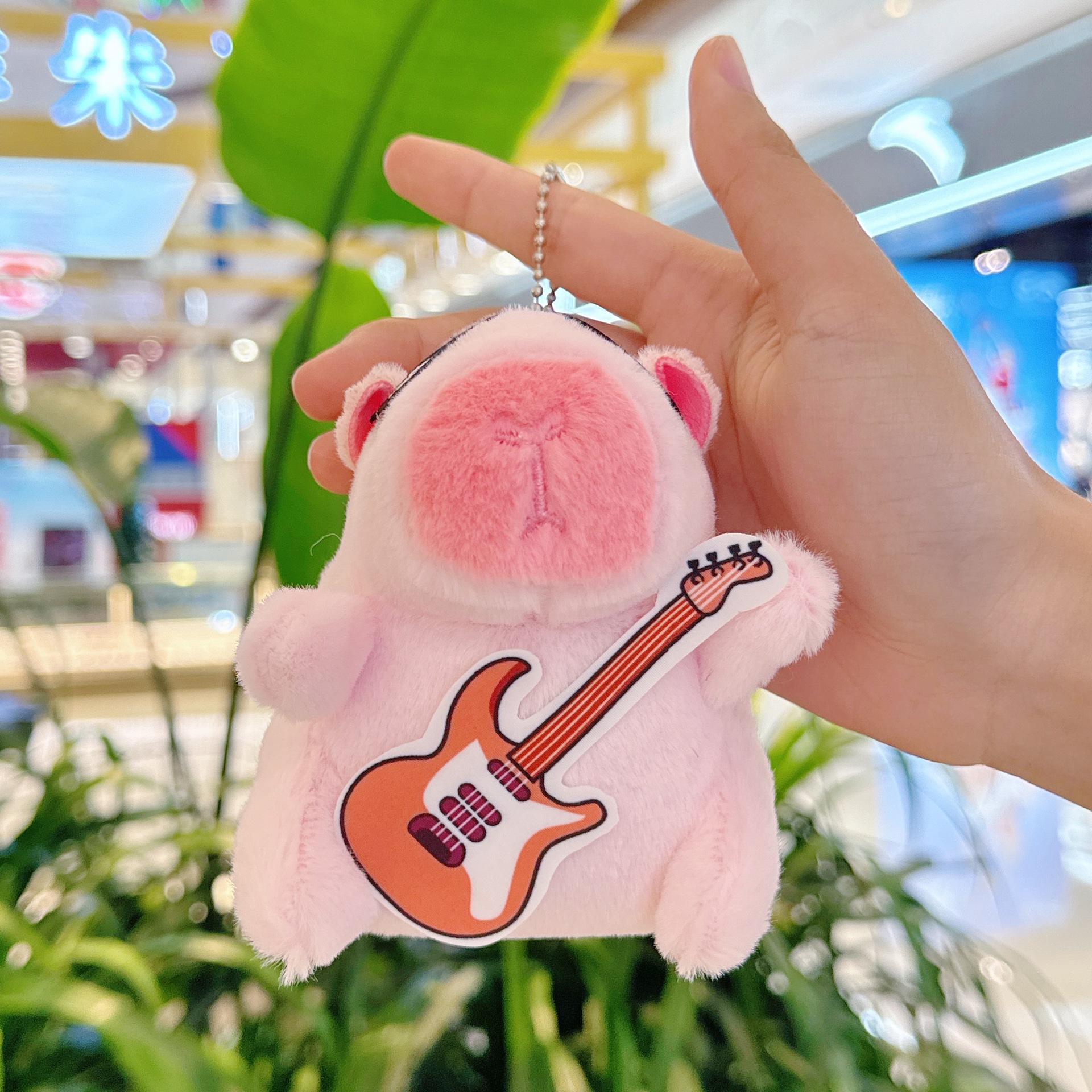 오렌지 기타 핑크 카피바라 + 비드 체인