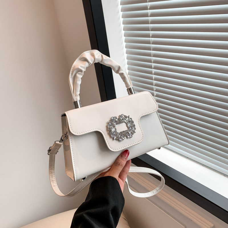 Moda diamante-incrustado pequeña bolsa cuadrada 2024 nuevo estilo nacional bolso de la gema bolso de las mujeres estilo occidental textura hombro bolsa de mensajero