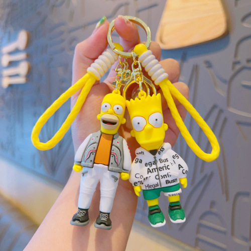 Simpsons Cartoon Silicone Keychain Doll Cute Pendant Doll Bag Pendant Keychain Small Jewelry Wholesale