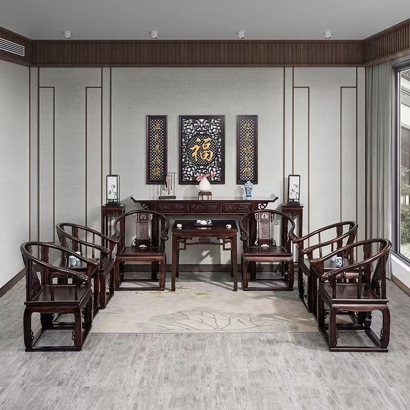 Six-Piece Set for the Main Hall, 12-Piece Set for the Rural Main Hall, Chinese-Style Solid Wood Altar Table, Incense Table, Shrine Table, New Chinese Style