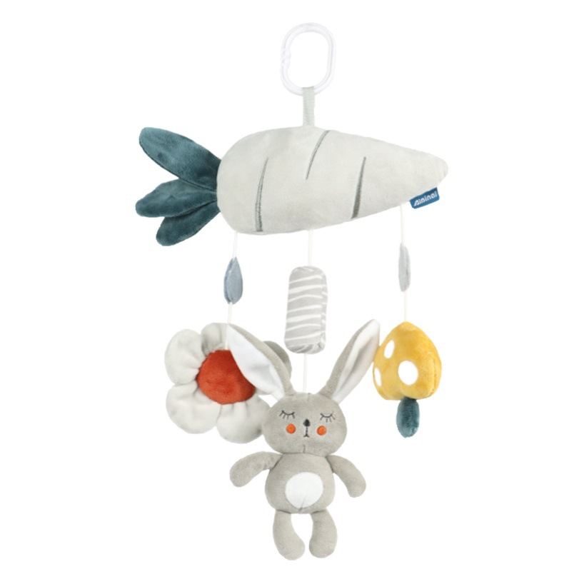 Aipinqi nueva llegada 0-3 años de edad bebé coche colgante gris animal viento campanas cama de bebé Bell juguetes de peluche en stock venta al por mayor