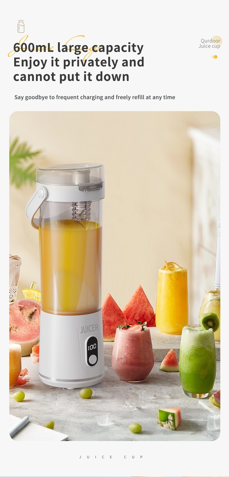 Factory Multifunctional Juicer Home Fruit Juice Machine Wireless Small Mini Electric Portable Juice Extractor