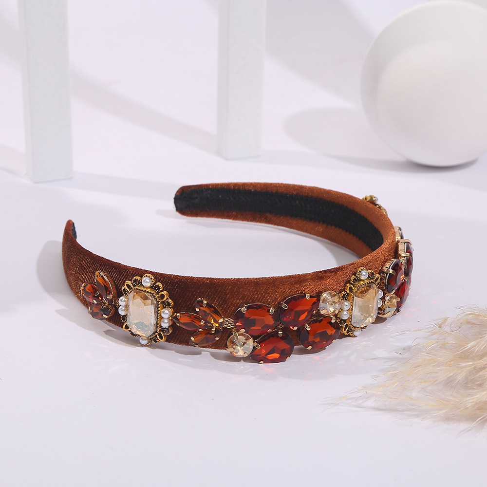 Rhinestones Inlay Material Simple Style Geometric Rhinestone Flowers Rhinestones Hair Band 1 Piece