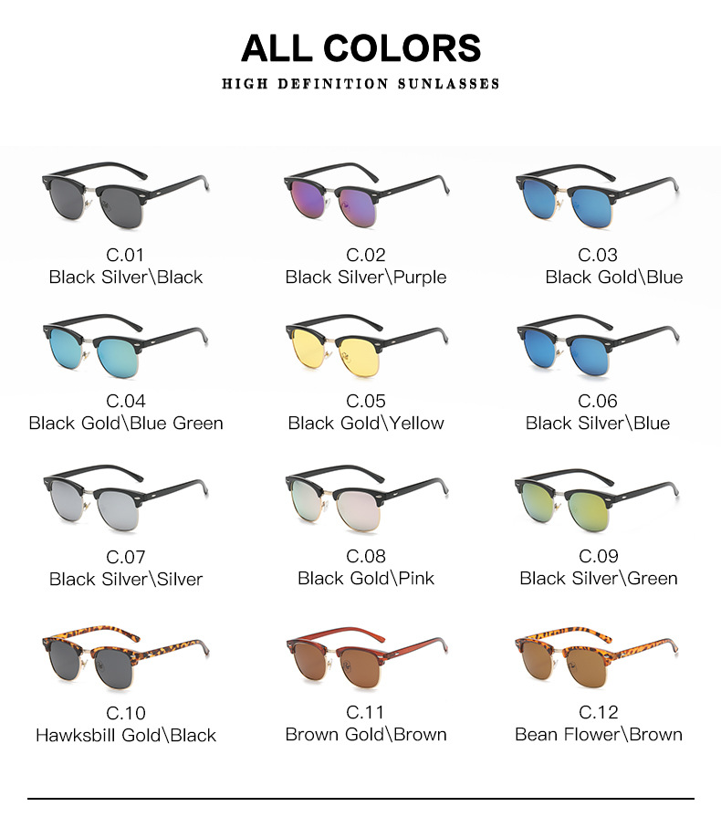 50g Weight Half Frame Glasses Structure Sunglasses, Glasses Classification Tac, UV400 Protection Lens Material Simple Style Solid Color Tac UV400 Protection Square Half Frame Women's Sunglasses