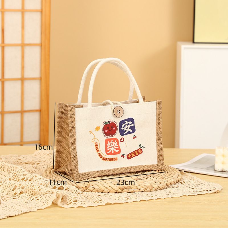 Nuevo bolso de lino estudiante caja de almuerzo ropa de protección del medio ambiente compras bolso ojo bolsa de lino bolso de lona