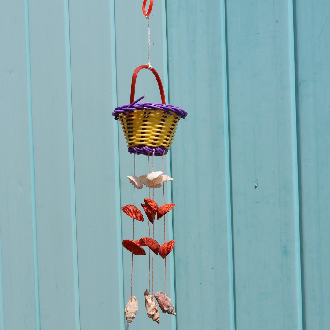 Small Blue Flower Shell Wind Chime Creative Hanging Decoration_voghion.com