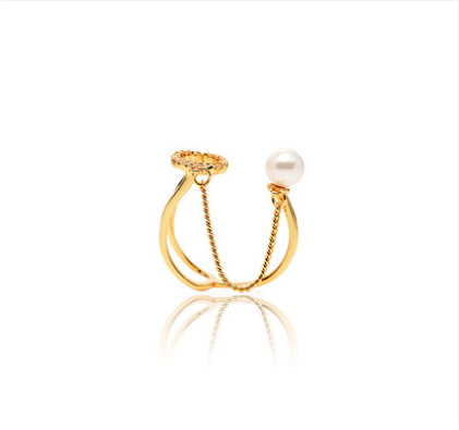 Genuine design fashionable adjustable one size ring pearl
