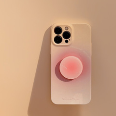 グラデーションピンクのスタンド付き14ProMax Apple携帯電話ケース、iPhone13春夏16フィルム15Huawei対応