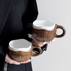 创意椰子陶瓷奶白椰肉拿铁咖啡杯马克杯小众早餐家用杯子水杯