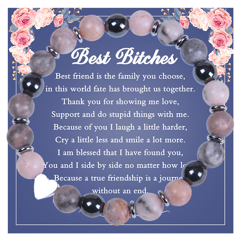 Retro Heart Shape natural stone Agate Beaded Bracelets 1 Piece