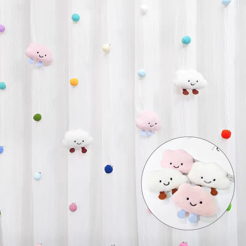 Cortina DIY transformación de accesorios de decoración estrella de pentagrama nube de bola de pelo de punto pequeño pin accesorios de puerta de goma blanca