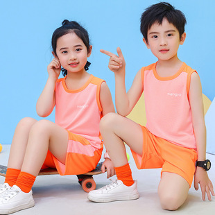 JX Children's Vest Boys' Sports suit Sleeveless Girls Summer Thin Football Training Clothes Children's Basketball Clothes