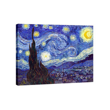 世界名画梵高星空装饰画客厅现代简约沙发墙壁画横板外贸帆布画