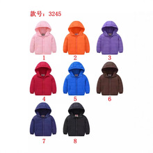 新款男女童中小童带帽带口袋超柔软纯色短款超轻薄洋气棉服批发