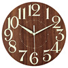 12 -inch personalized round night light wood clock creative wood grain design clock home decoration clock watch factory wholesale