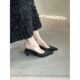 French Stiletto Heel Pointed Hull Sandals Women's Shoes Fairy Shoes Summer Denim Toe Cat Heel Muller Pumps