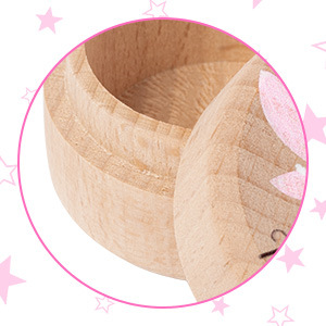 Caja de dientes de leche de almacenamiento de impresión uv, caja de hadas de dientes redondos, caja de madera de pelo de lanugo para bebés, caja de colección