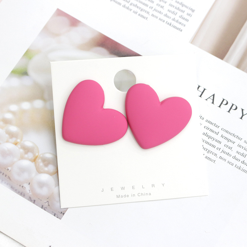 1 Pair Fashion Heart Shape Plastic Resin Valentineu0027S Day Womenu0027S Ear Studs