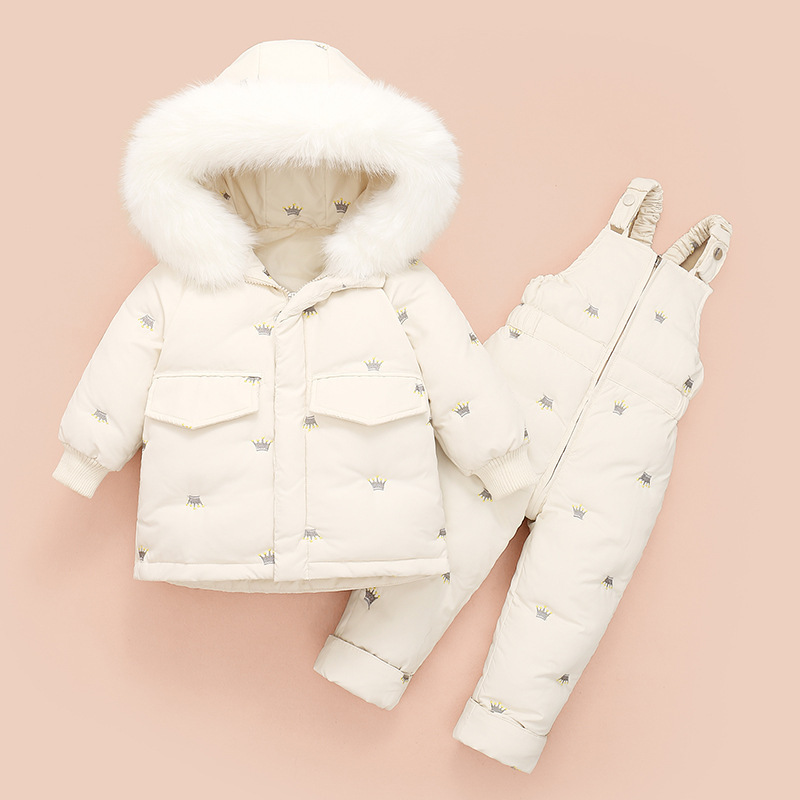 New Baby Down Jacket Set Baby Boys and Girls Down Jacket Small Wings Thickened Cartoon Cute Jacket