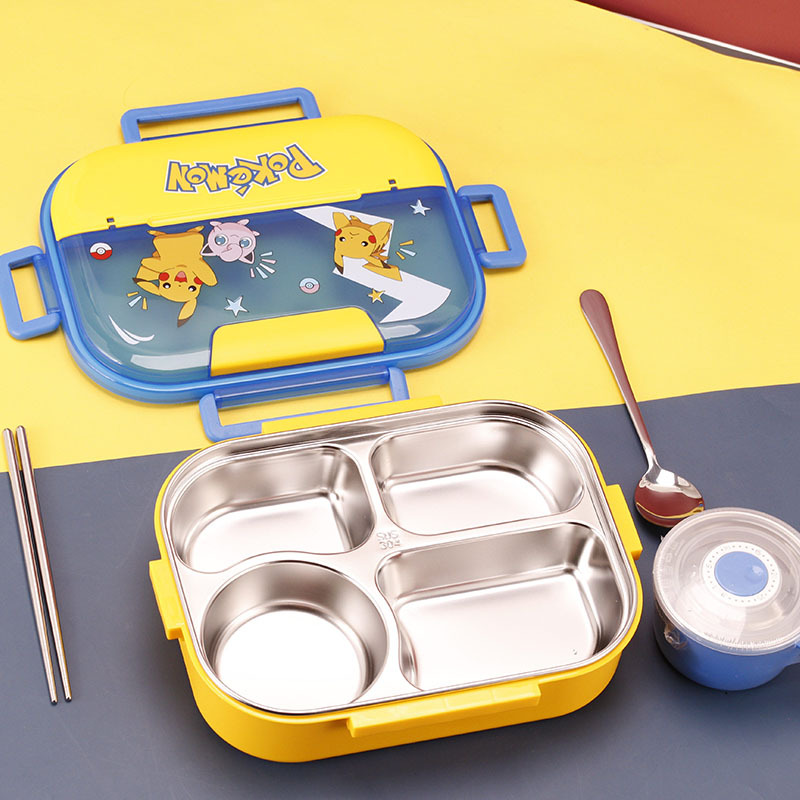 New cartoon four-grid lunch box with sou...