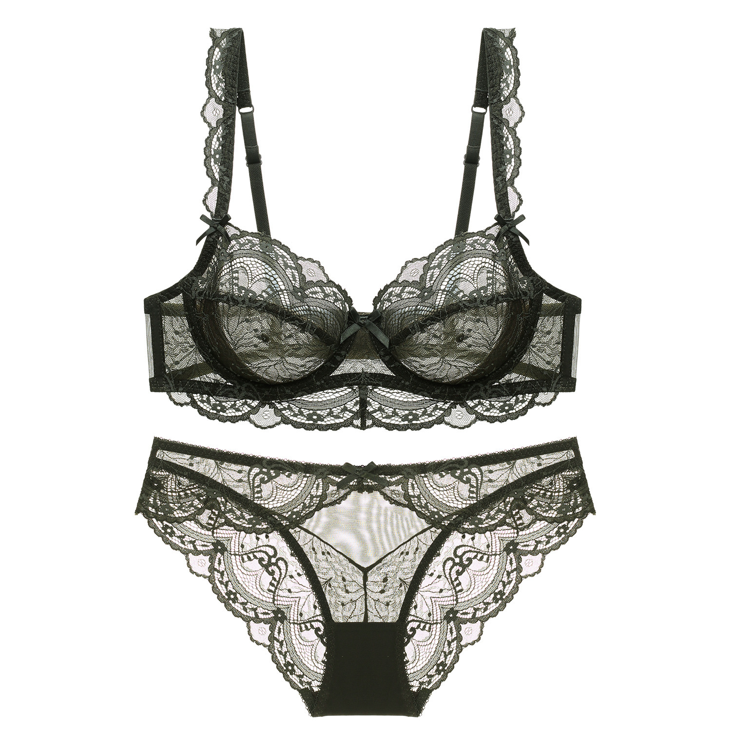 Trasparente senza spugna con petto ampio e piccolo pizzo per set reggiseno lingerie sexy da donna_voghion.com