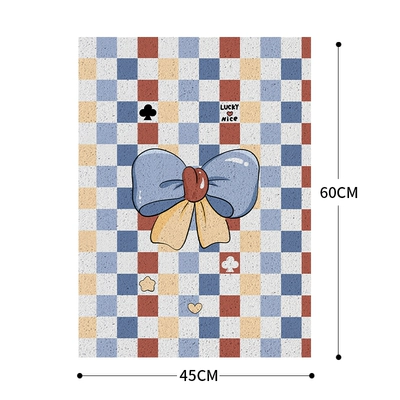 Electric vehicle foot mat: Silk Loop Foot Mat Emmayadi - 45x60silk-circle-foot-pad-checkerboard-bow