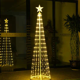 跨境新款LED圣诞锥形树灯塔灯房间户外布置装饰氛围灯幻彩APP变色