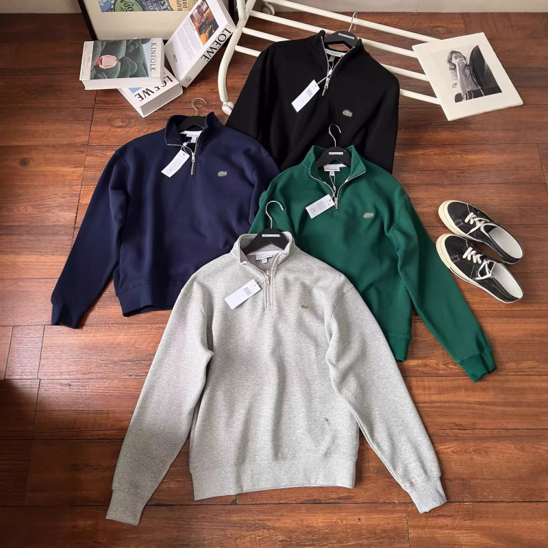 Autumn and Winter Half-High Collar Zipper Pullover Sweatshirt Men's Sports Casual Long-Sleeved Jacket Knitted Pure Color Stand-Up Collar Top 0727