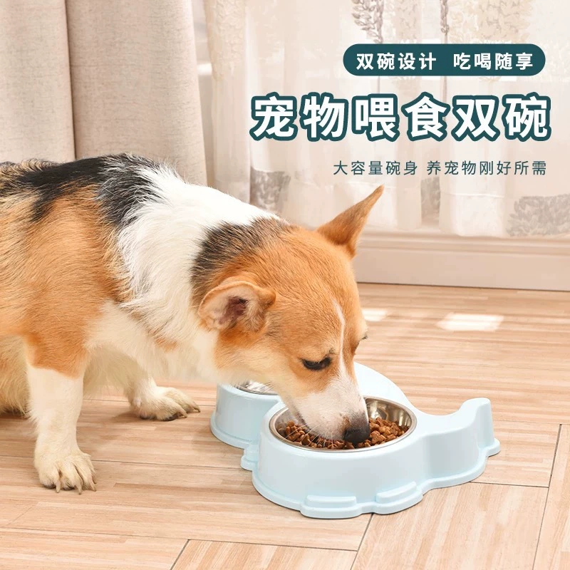 Новый мультяшный таз для собак миска для кошек миска для собак Двойная чаша миска из нержавеющей стали миска для корма для собак бассейн для кормления воды зоотовары