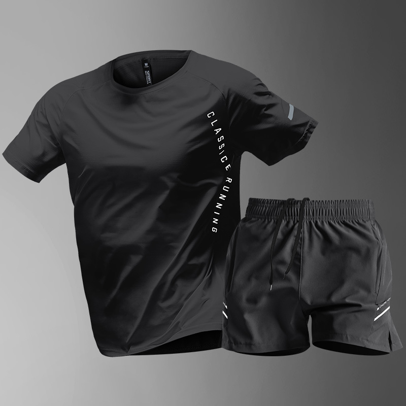 Running sports suit hombre camiseta de hielo de verano ropa de secado rápido pantalones de baloncesto sueltos ropa de entrenamiento fitness