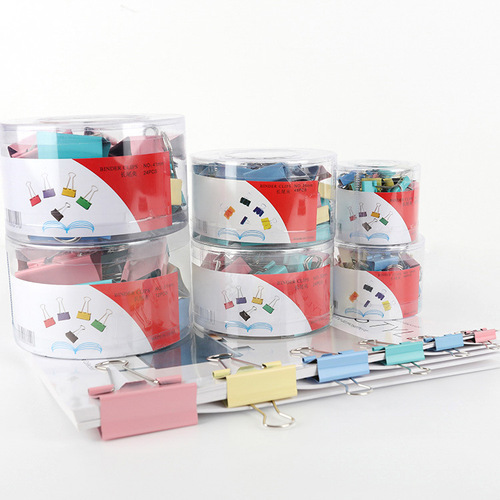 Office supplies barrel color swallowtail clip multi-size storage clip iron clip test paper clip ticket clip simple long tail clip