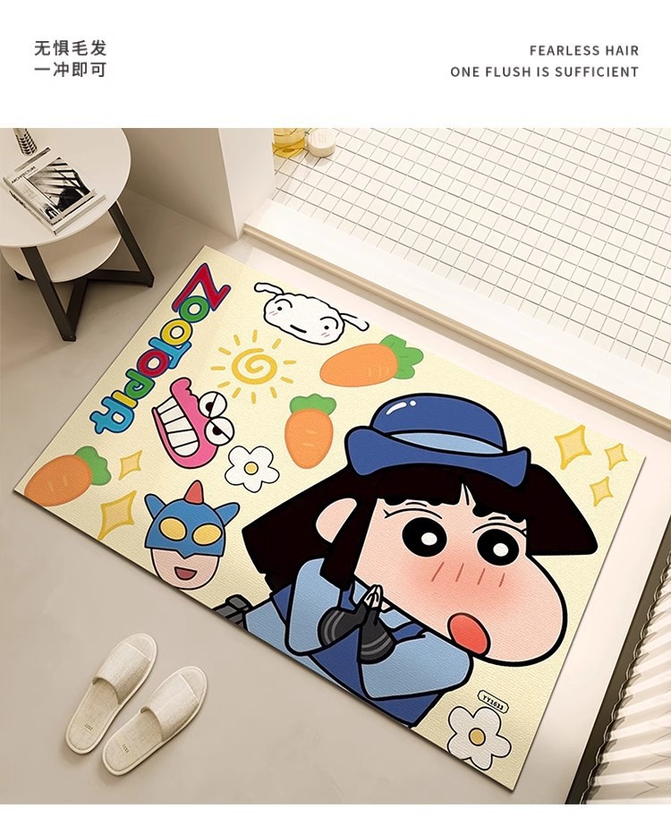 Cartoon Cute Crayon Shin-Chan New Diatom Mud Floor Mat Bathroom Toilet Door Absorbent Non-Slip Quick-Drying Foot Mat