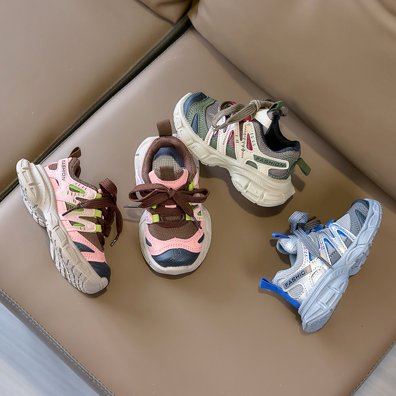 2026 primavera zapatos deportivos para niños, mallas transpirables, zapatos casuales para niños, zapatos de running de suela suave, zapatos de corrida para niñas en stock
