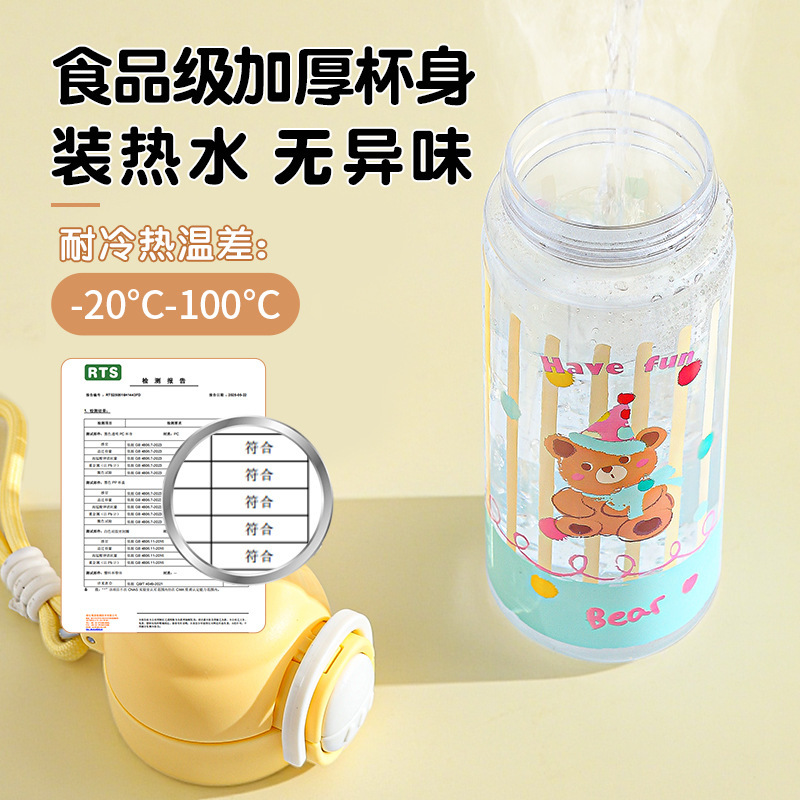 水杯女新款2025高颜值便携儿童学生上学专用耐高温夏日塑料壶杯子|undefined