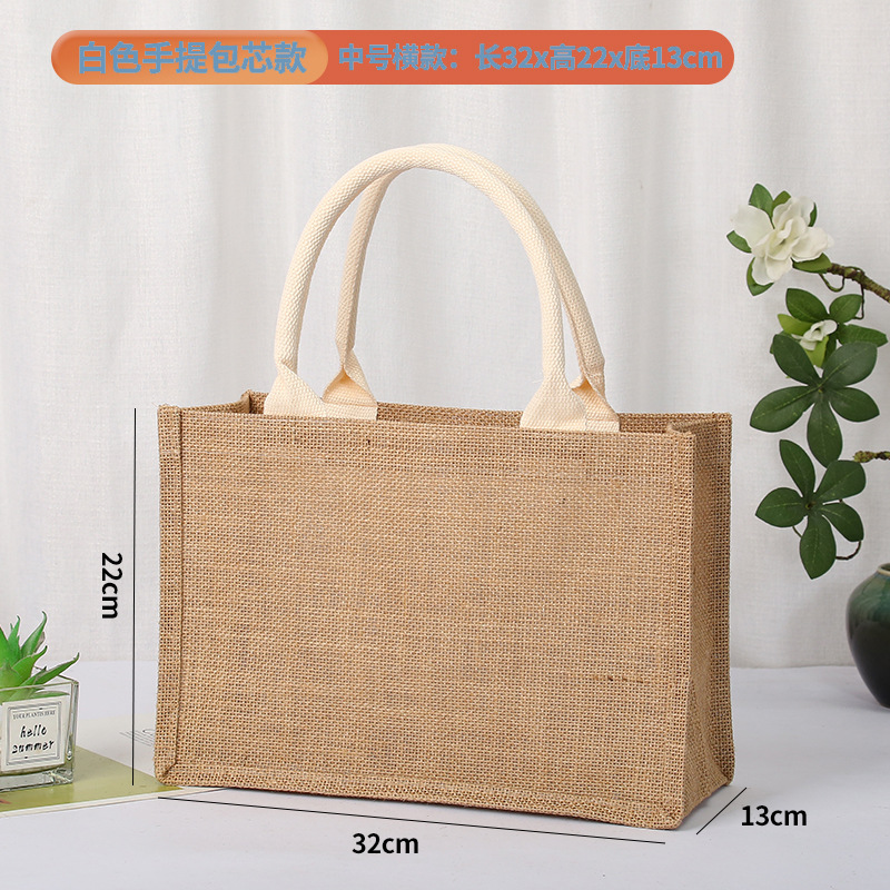 Bolsa de yute en blanco en stock, bolsa de arpillera de mano, bolsa de regalo DIY pintada a mano, bolsa de yute para compras. image 17