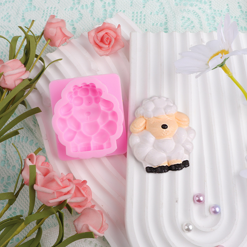 Nuevo animal 3D oveja molde de silicona pastel decoración cabra flip chocolate pastel molde de dulces transfronterizos