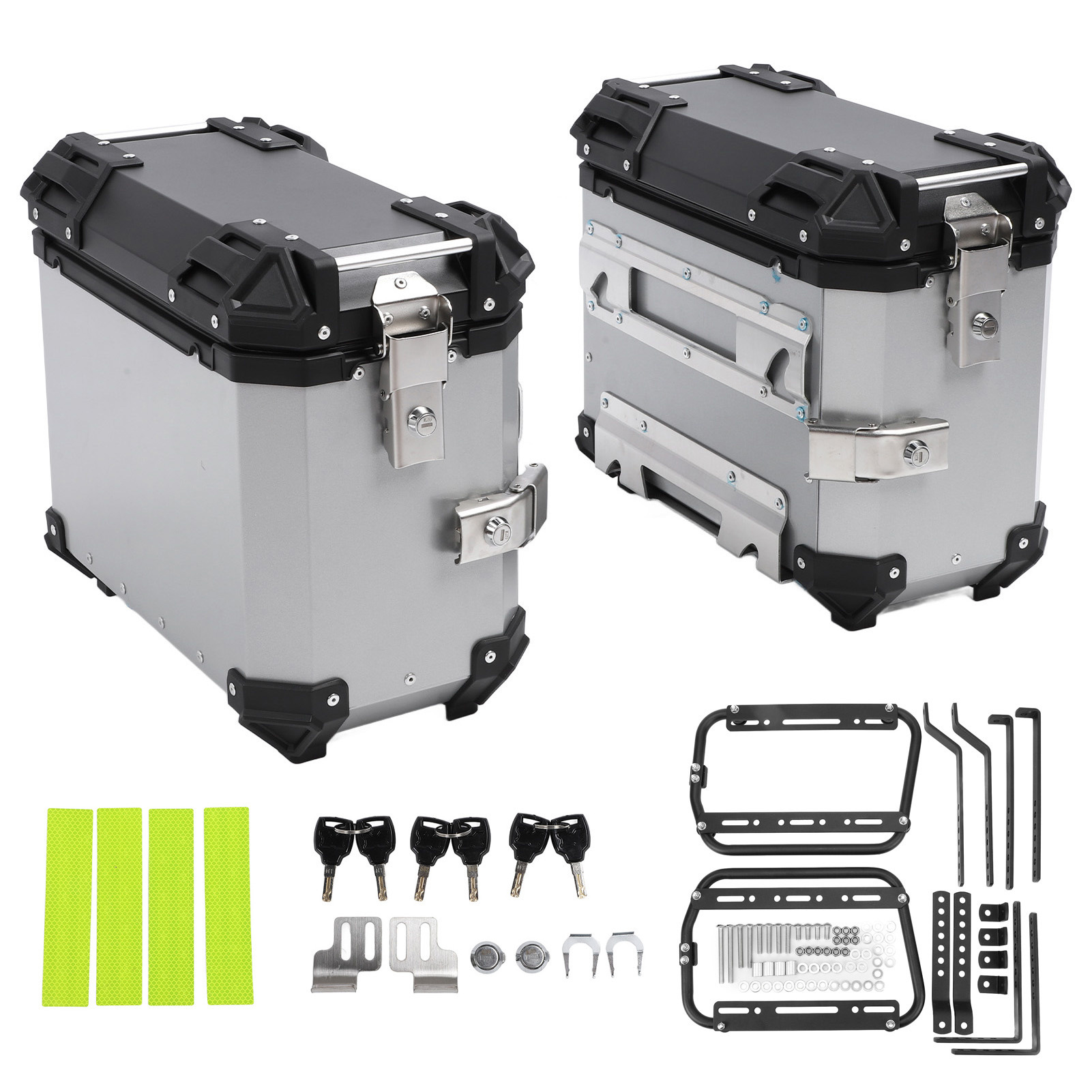 28L/35L Motorcycle Aluminum Alloy Side Box with Large Corner Protection, Waterproof and Anti-Collision, Travel Embossed X-Style Universal Modified Side Box