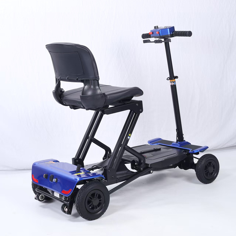 Folding elderly mobility scooter, four-wheel electric portable elderly assistive vehicle, travel electric scooter