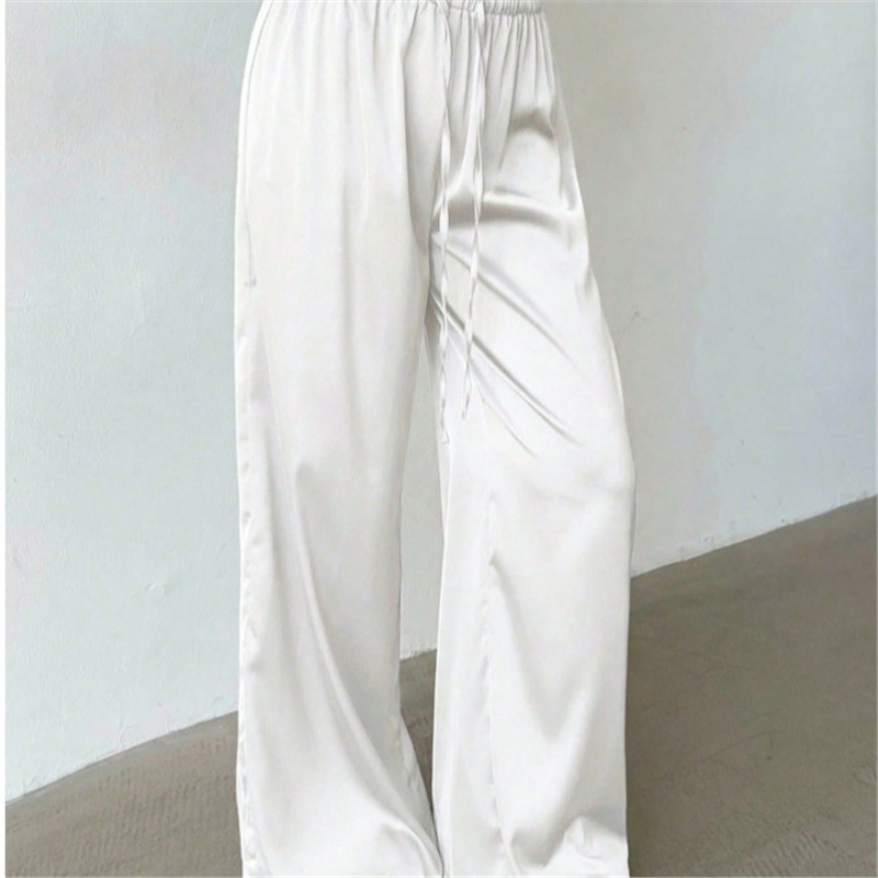 2026 New Low-Waist Wide-Leg Pants for Women, Satin Loose Casual Pants, Versatile Work Pants, European and American Style Fashion