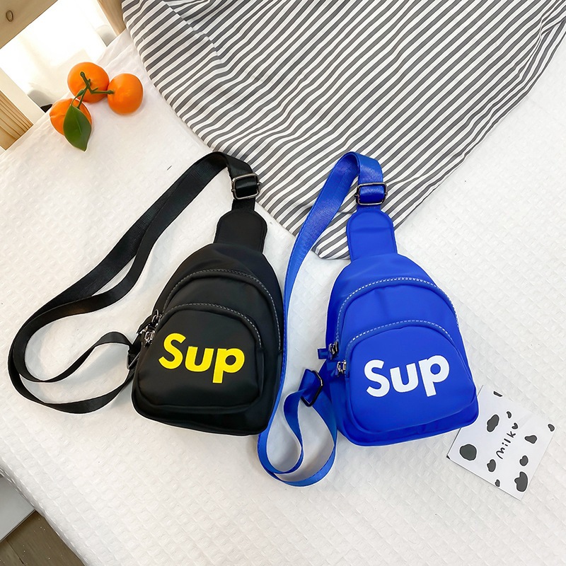 2024 New Children's Chest Bag Korean Style Letter Print Kindergarten Unisex Children's Crossbody Bag Children's Outing Small Backpack