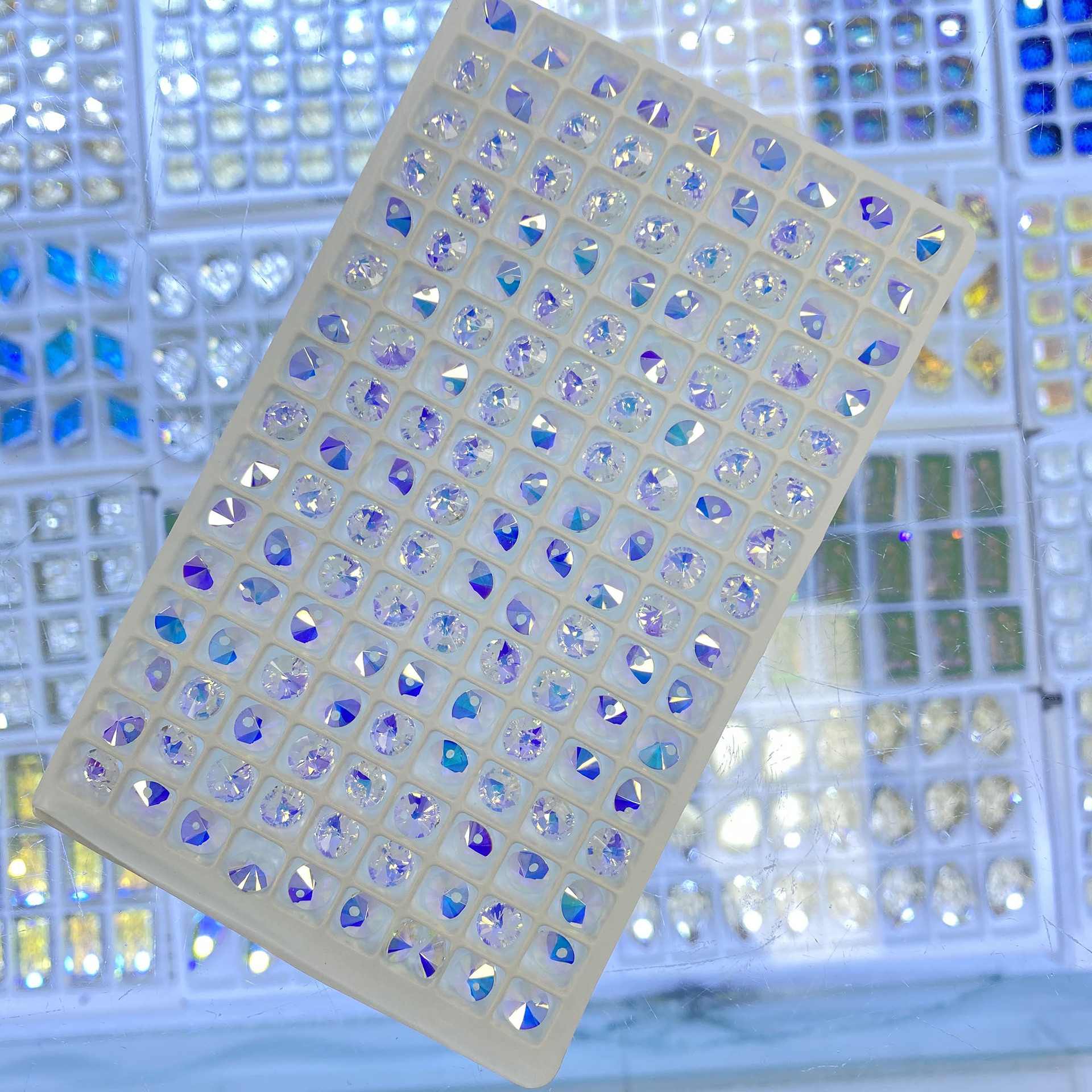 【外贸品质】镀奥地利AB彩8#DIY编制配件卫星石边孔飞碟珠碟片珠