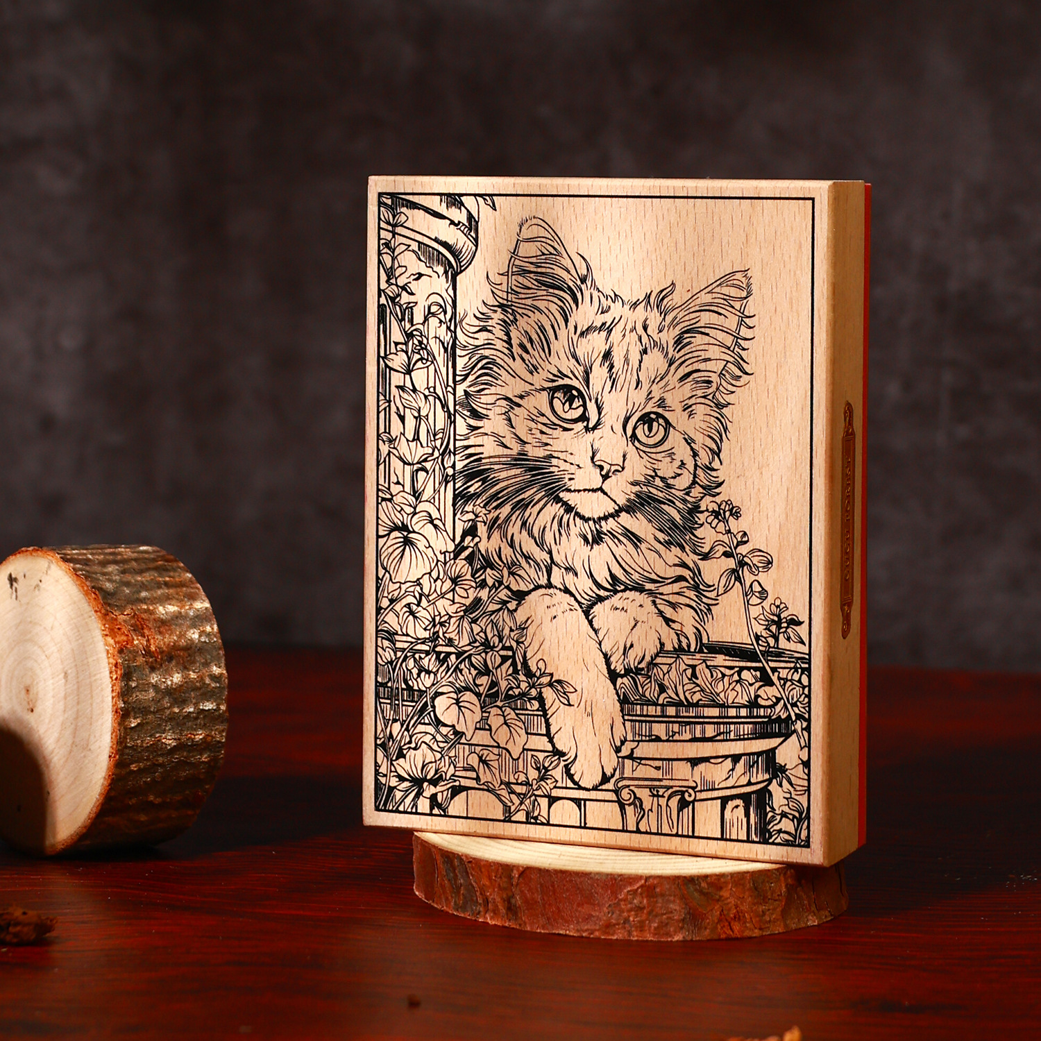 跨境古古森林原创复古木质精品手帐印章系列城堡的猫高清猫咪手账