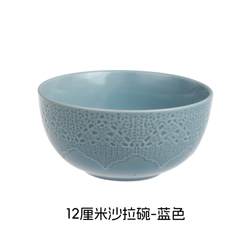Relieve suave y fácil de limpiar estilo nórdico minimalista elegante romántico encaje cubiertos de cerámica set