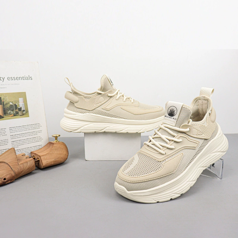 7081688 Fashion Solid Color Lace Up Breathable Fly Knitted Shoes 2024 Summer New Casual Shoes Men's Shoes Wholesale