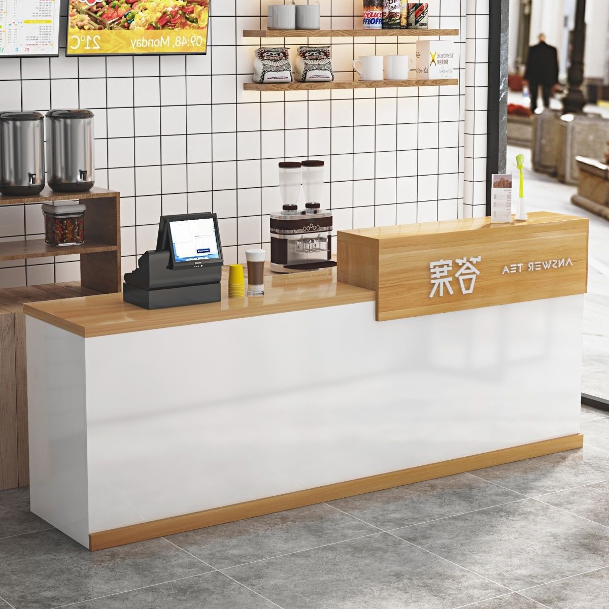 收银台简约柜台前台接待商用小型店铺吧台奶茶小吃店吧台餐饮店